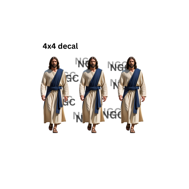 decal jesus walking blue