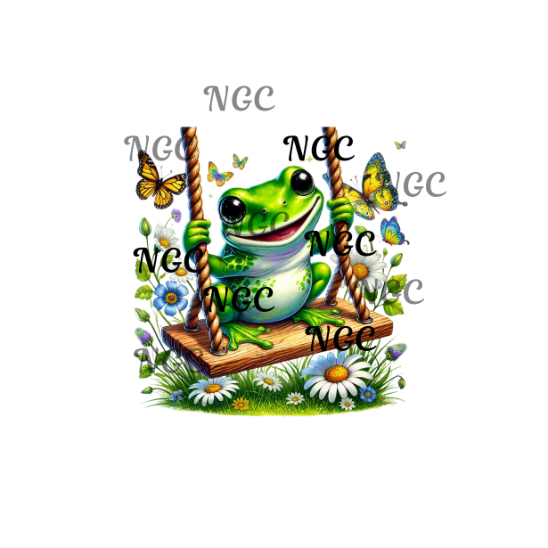 single decal frog on a swing