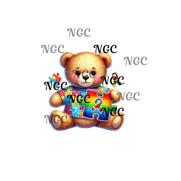 single decal autism teddy bear