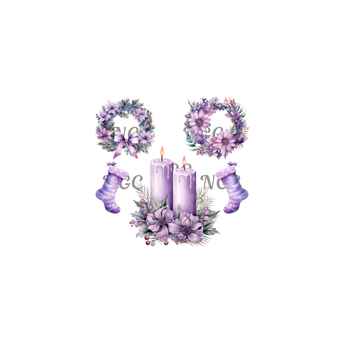 decal 2in purple christmas elements
