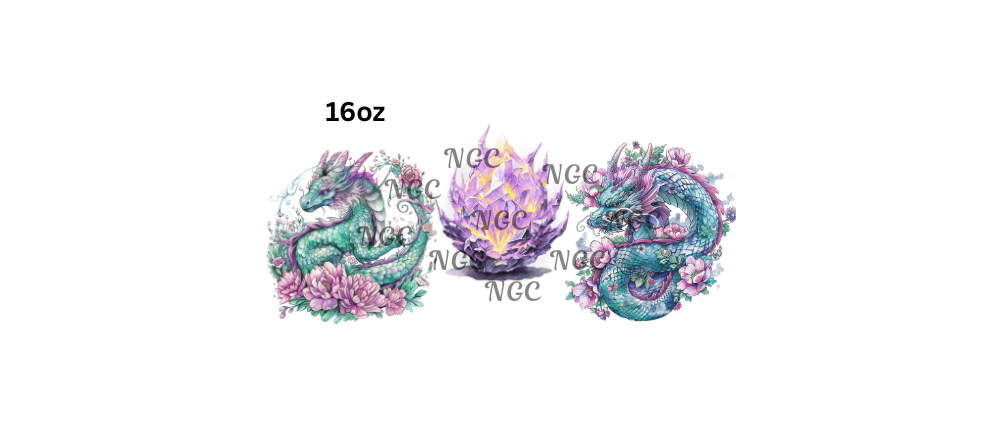 16oz light teal dragons