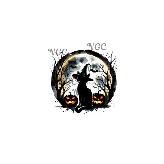 single decal cat moon halloween2