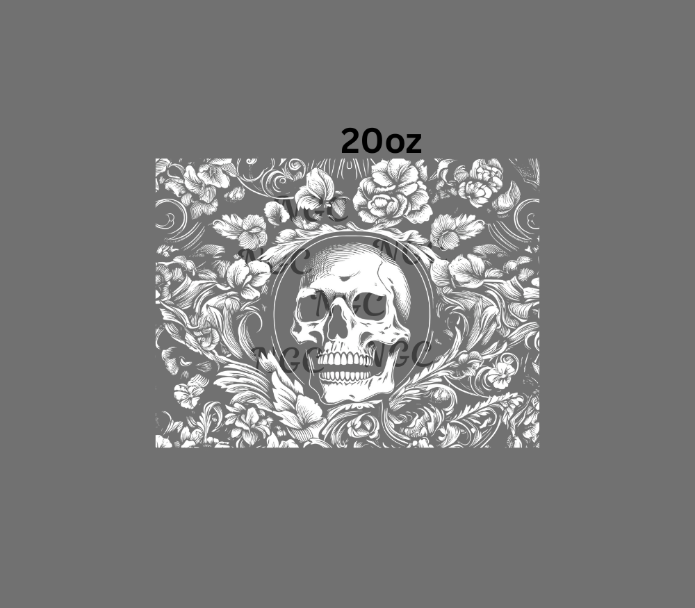 20oz skull with floral