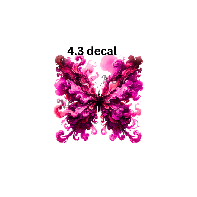 decal red and pink smokey butterfly