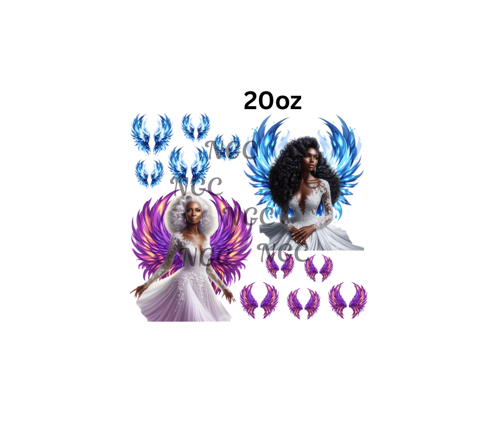 20oz melanin women with colorful wings