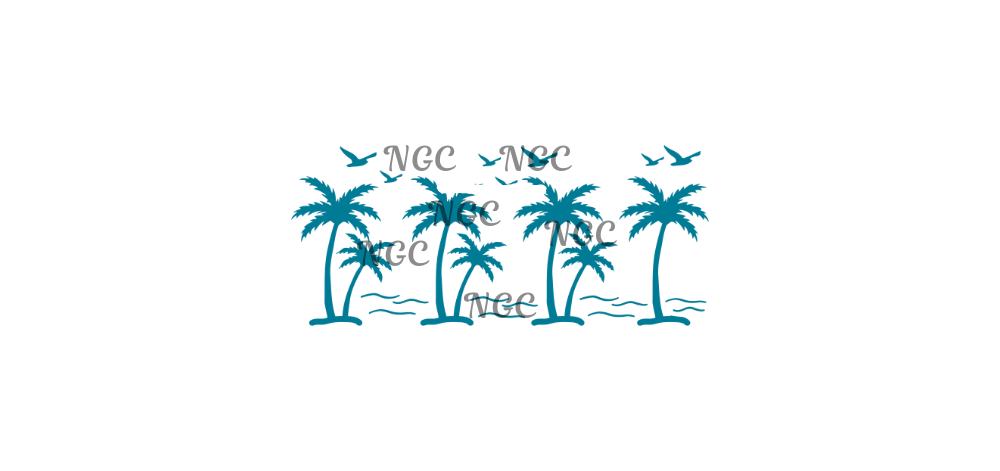 16oz dark teal palm trees