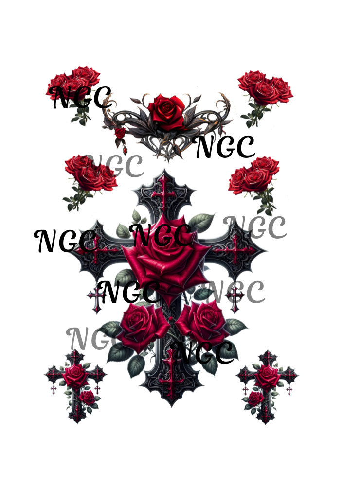 A5 Notebook gothic cross with roses