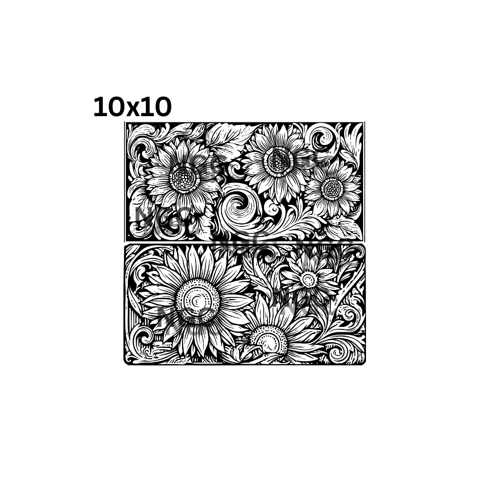 10x10 sunflower tooled leather 2 images