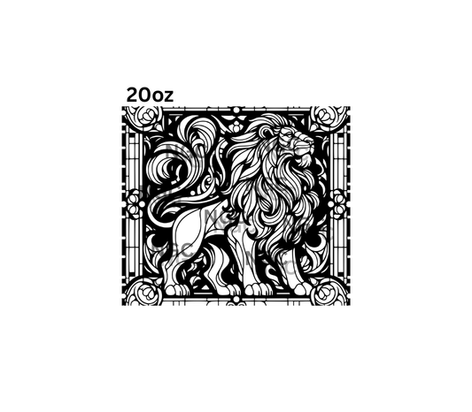 20oz leo the lion stained glass tooled