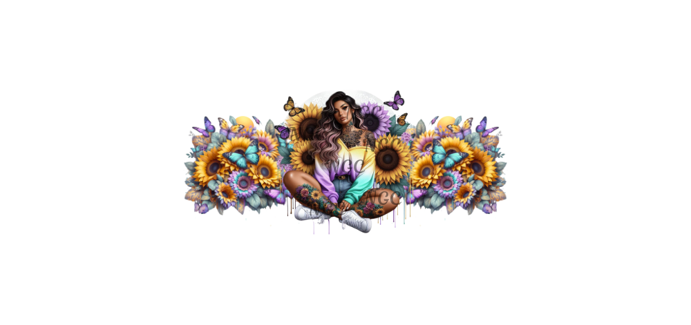16oz tattoo girl with sunflowers