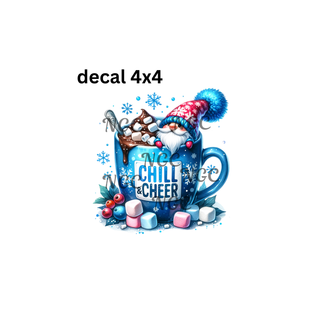 decal chill & cheer gnome christmas