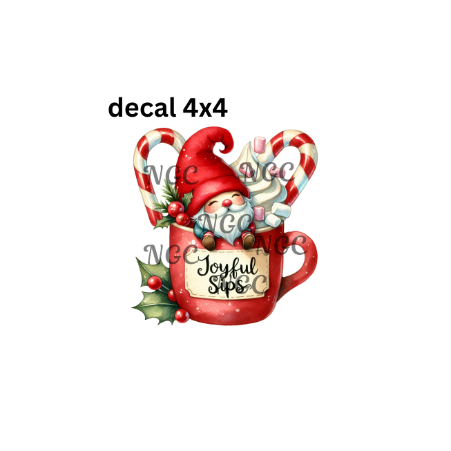 decal joyful sips christmas gnome