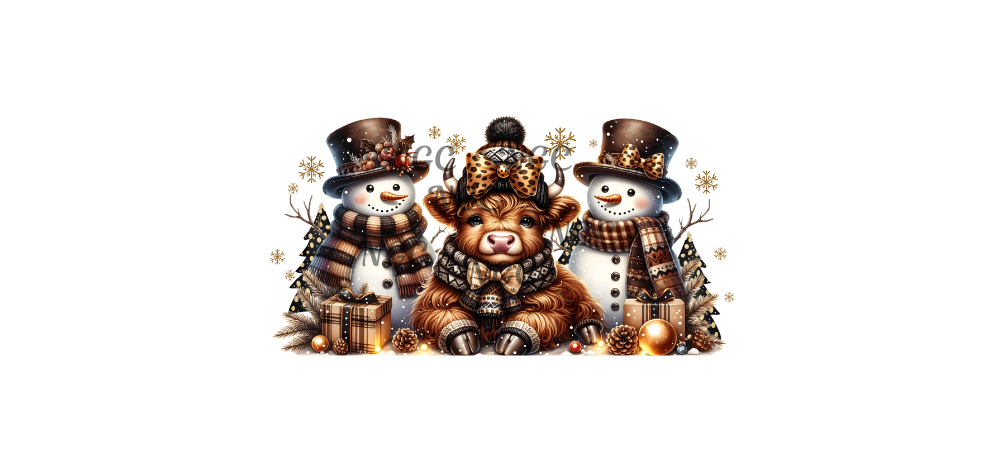 16oz snowman with highland cow2 christmas