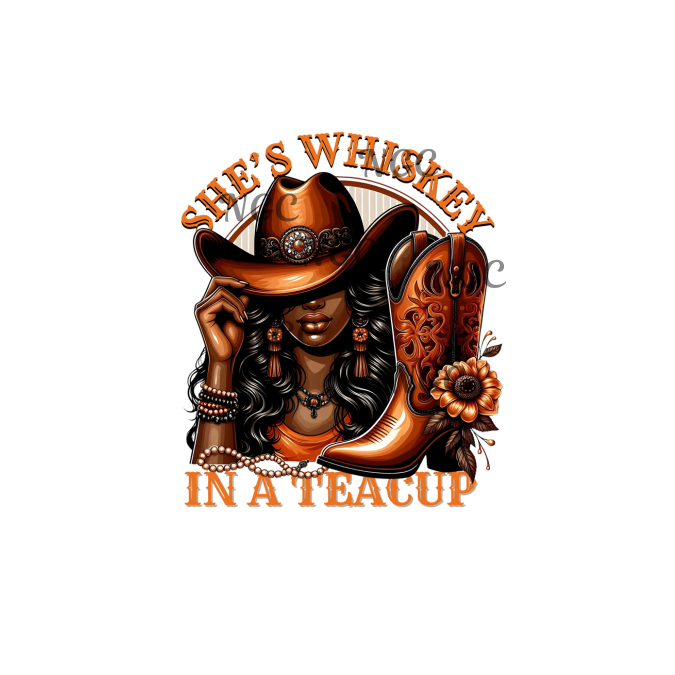 single decal whiskey in a teacup