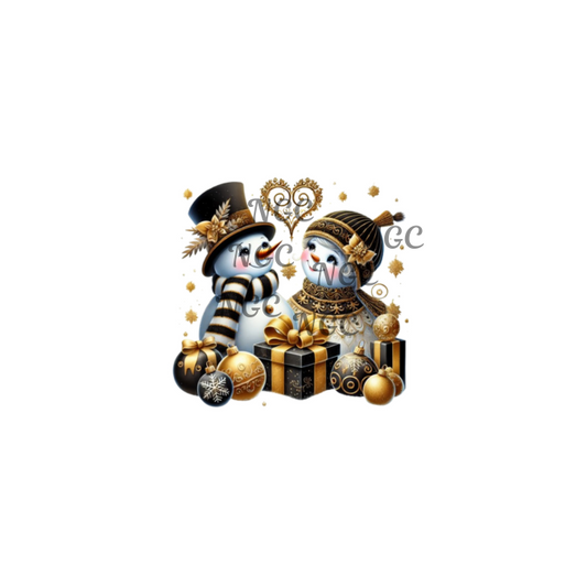 decal black gold snowman christmas5