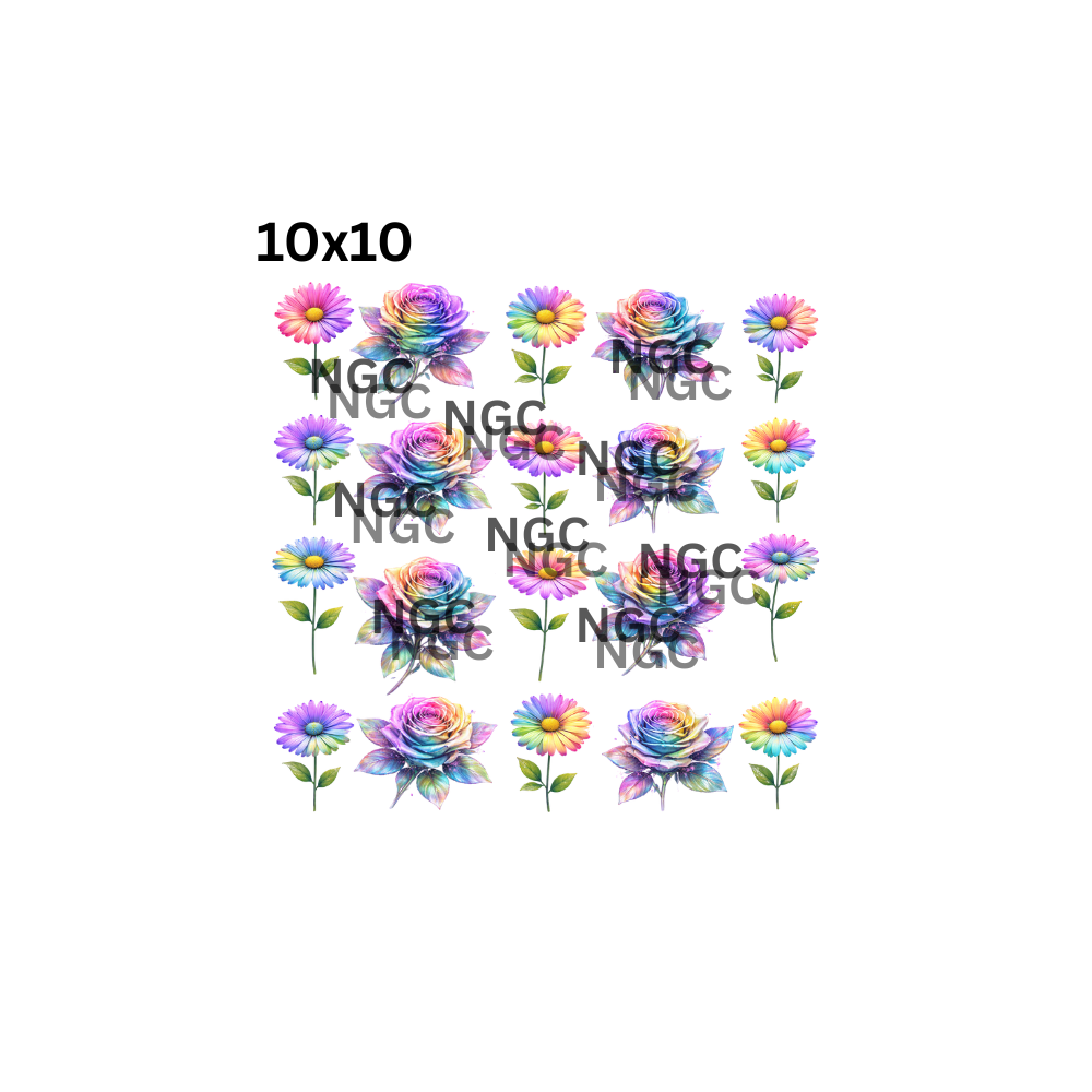 10x10 colorful daisies and roses