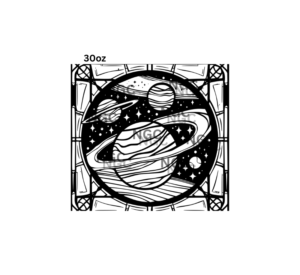 30oz planets stained glass tooled