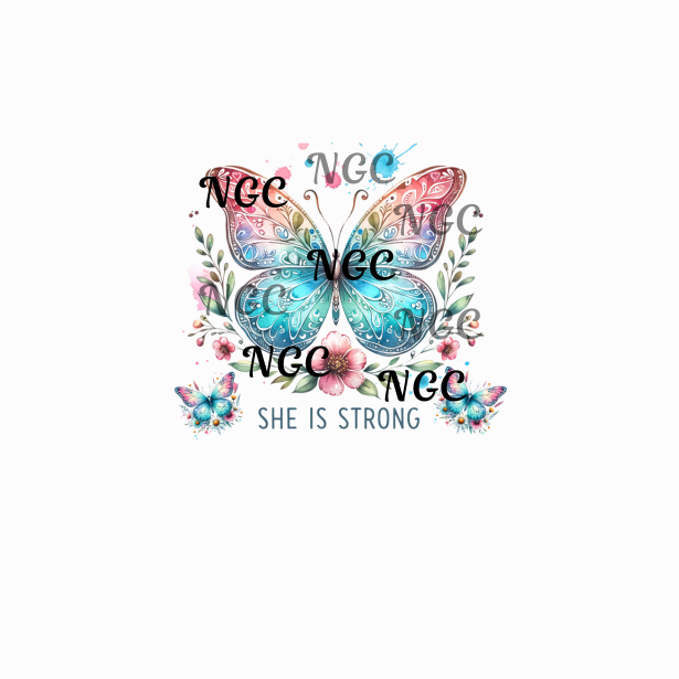single decal she is strong butterfly