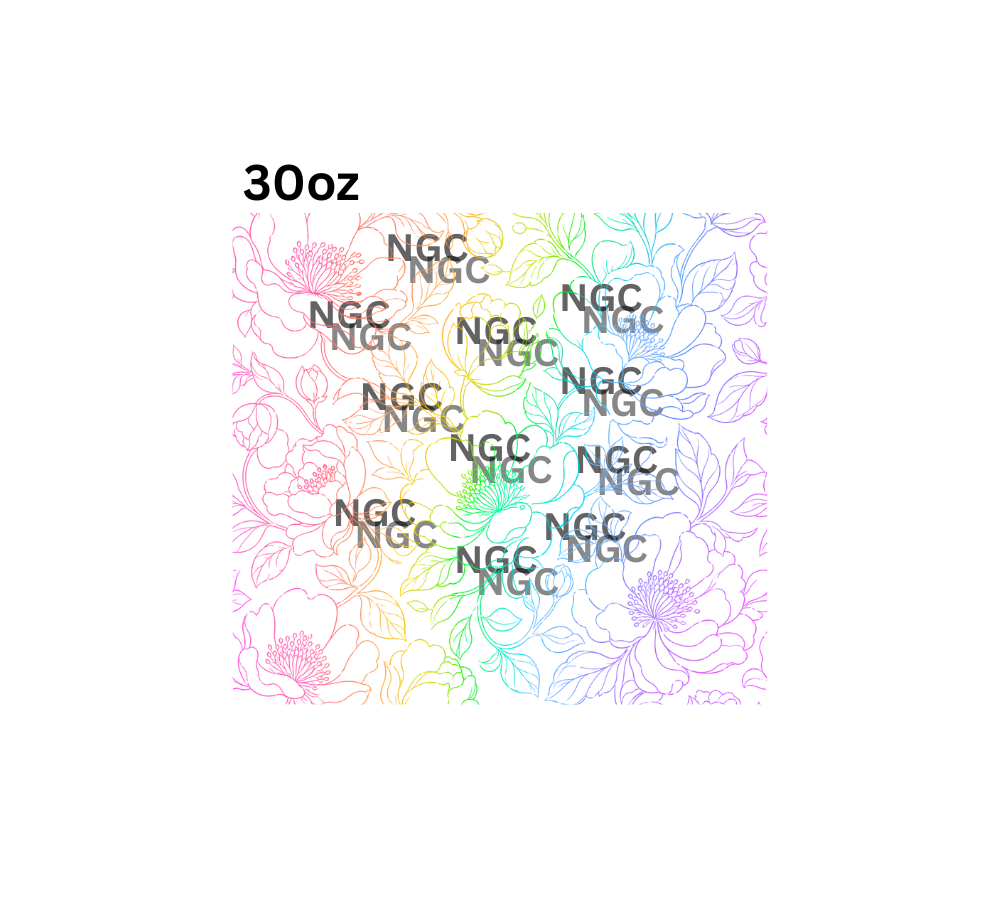 30oz pastel rainbow floral outline