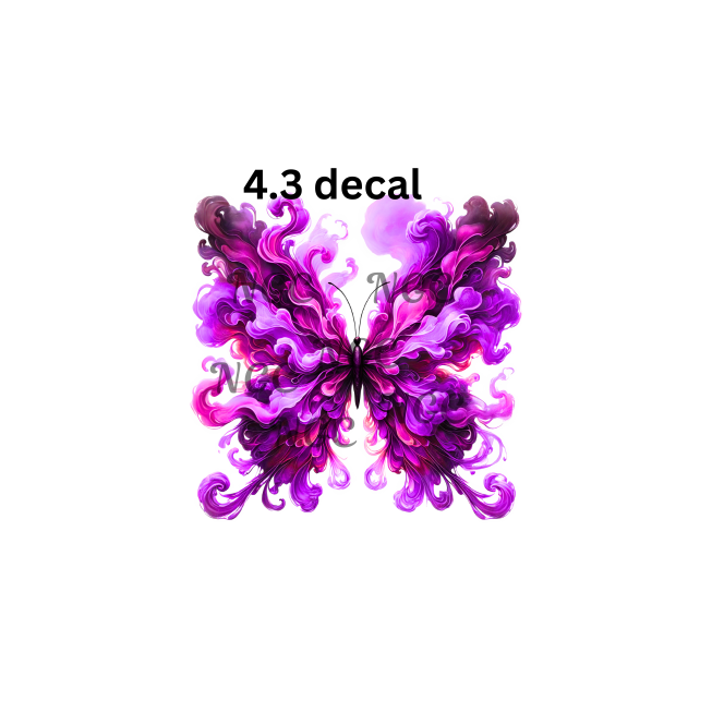 decal pink and purple smokey butterfly