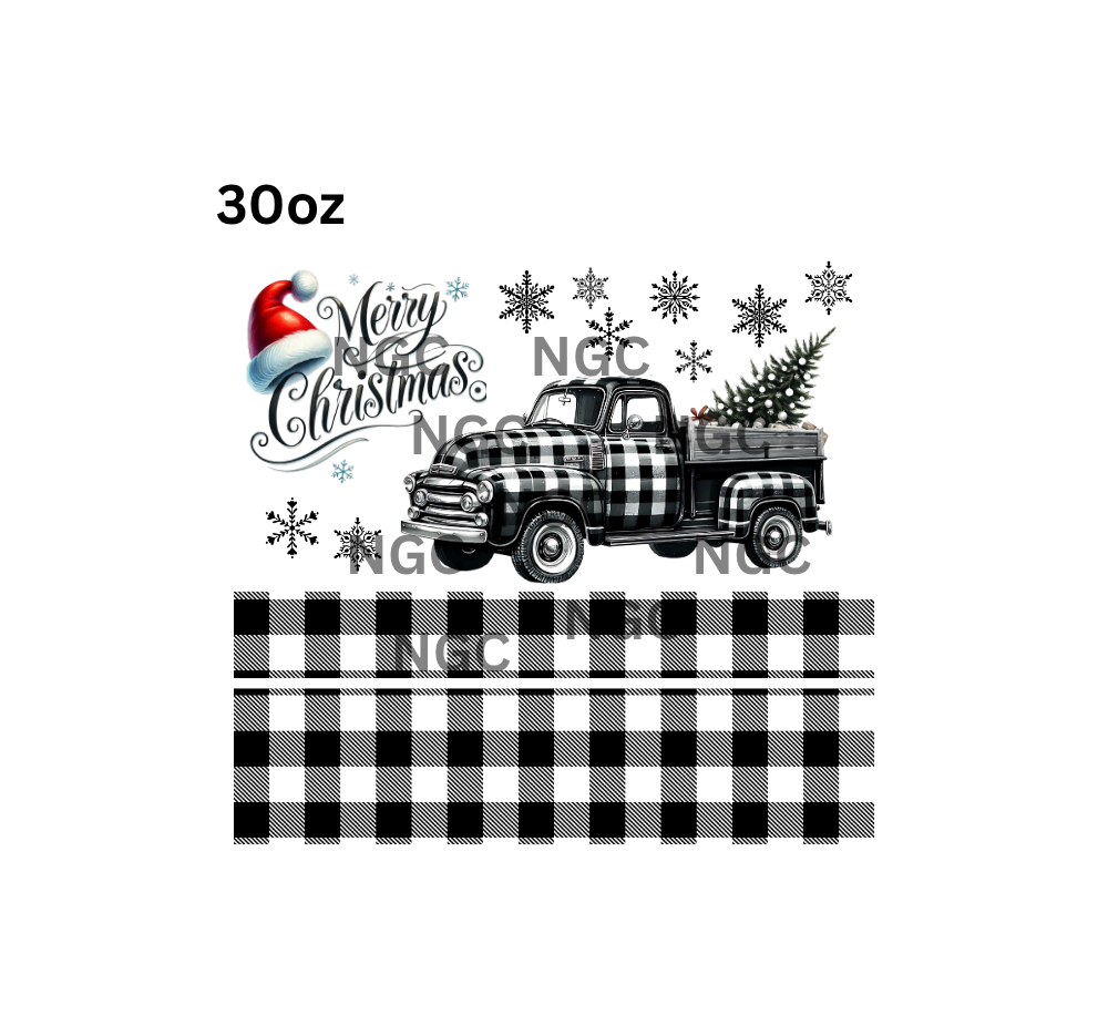 30oz black & white christmas truck