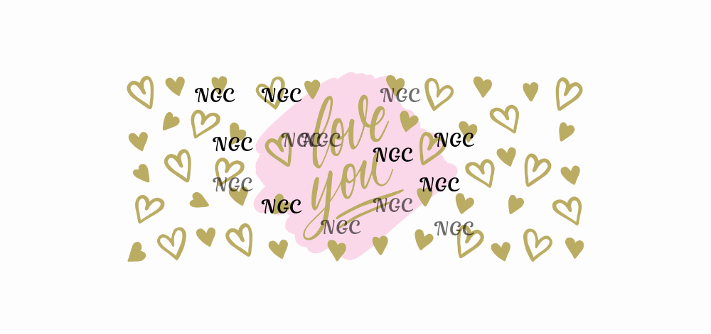 16 oz wrap gold hearts love you