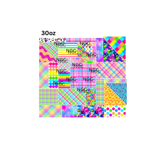 30oz neon rainbow patchwork pre cut