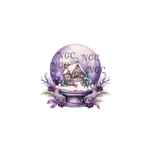 decal purple snowglobe with cabin