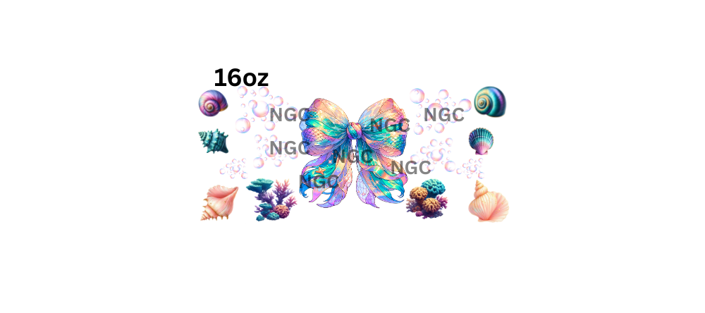 16oz mermaid bow with seashells