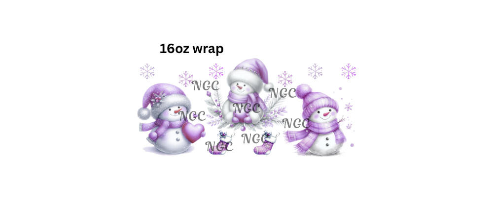 16oz purple snowmen