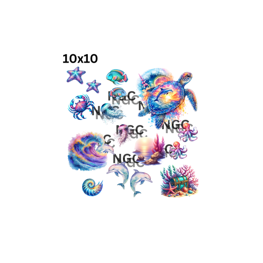 10x10 sea turtle with elements