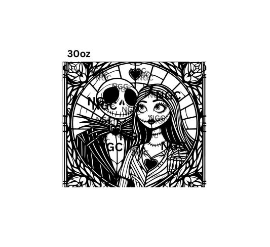 30oz jack and sally stained glass outline