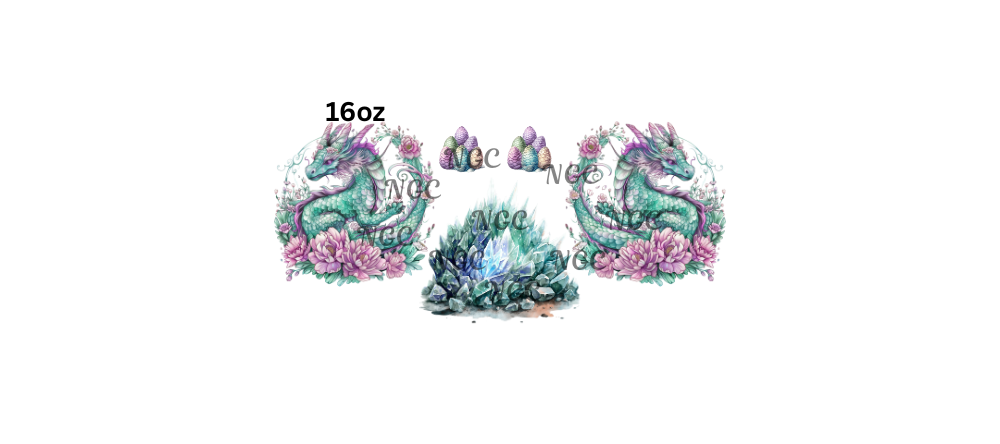 16oz teal dragons with elements