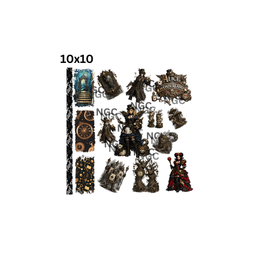 10x10 creepy gothic steampunk alice