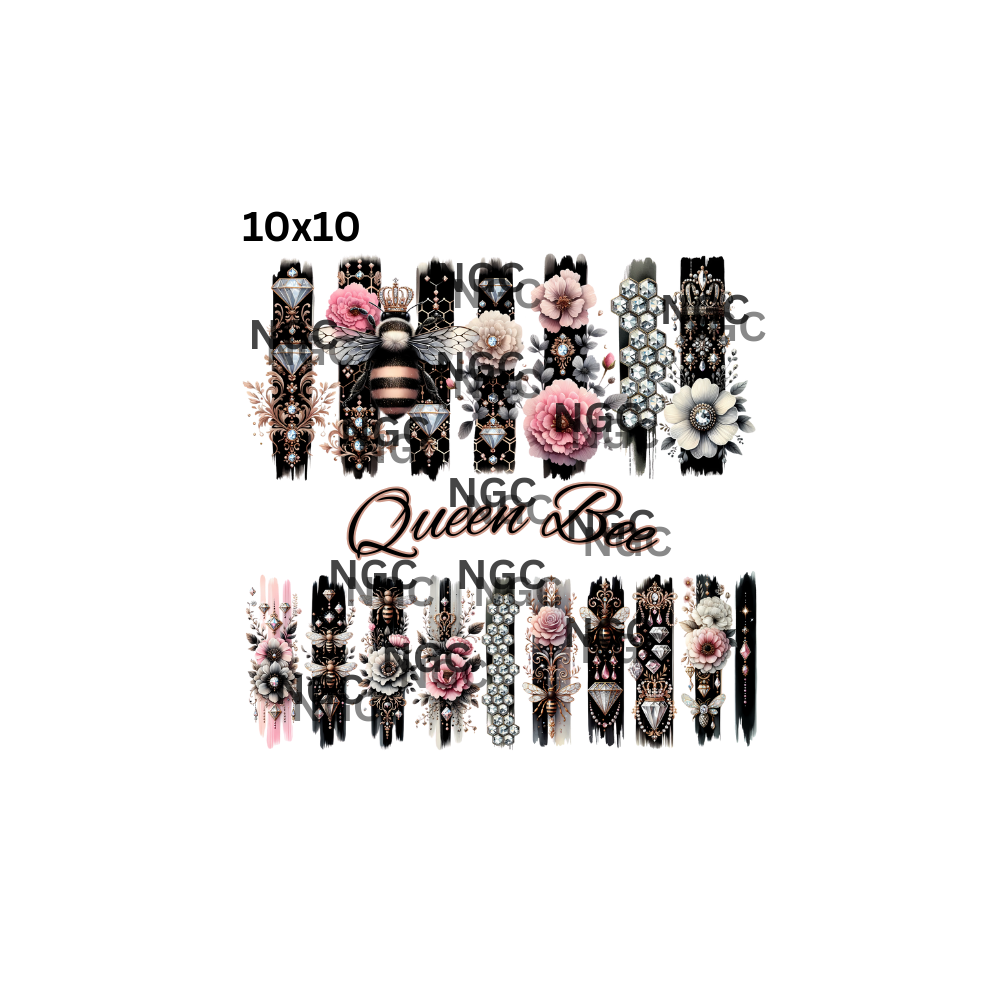 10x10 queen bee brush strokes