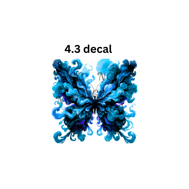 decal light blue and dark blue smokey butterfly
