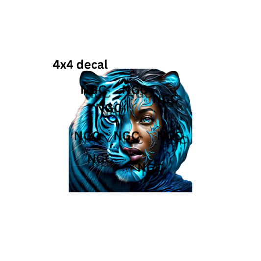 decal half tiger half woman
