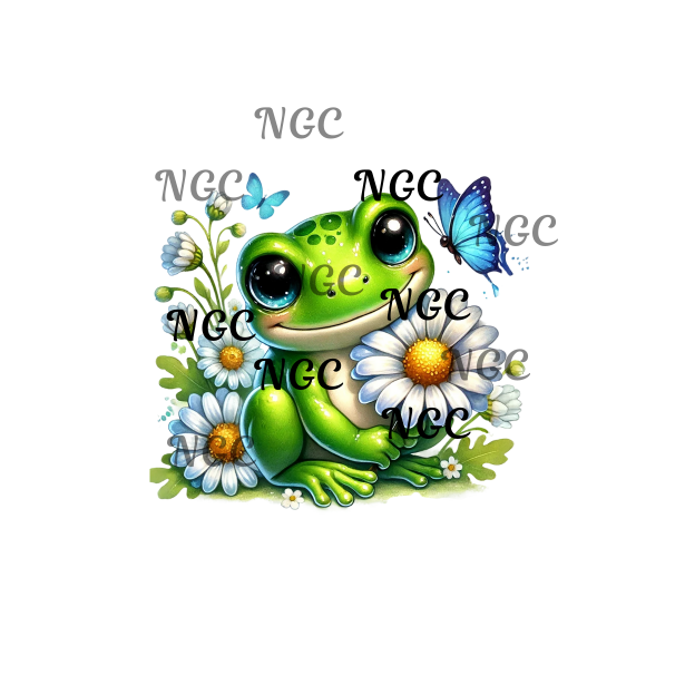 single decal frog with daisies
