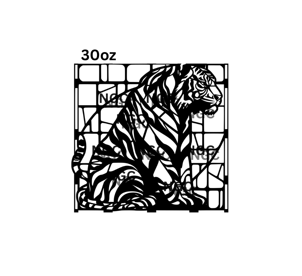 30oz tiger tooled leather stained glass