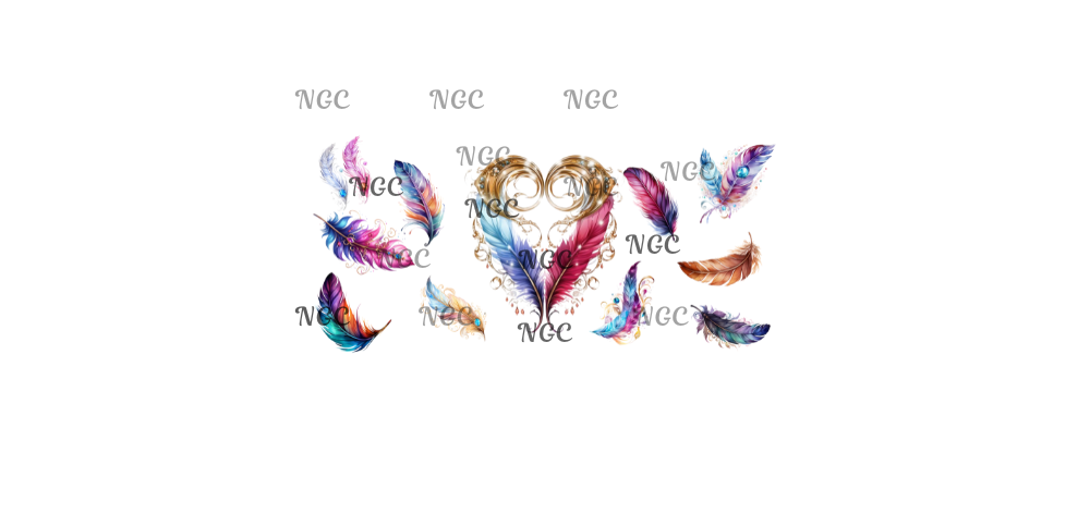 16oz wrap heart feathers