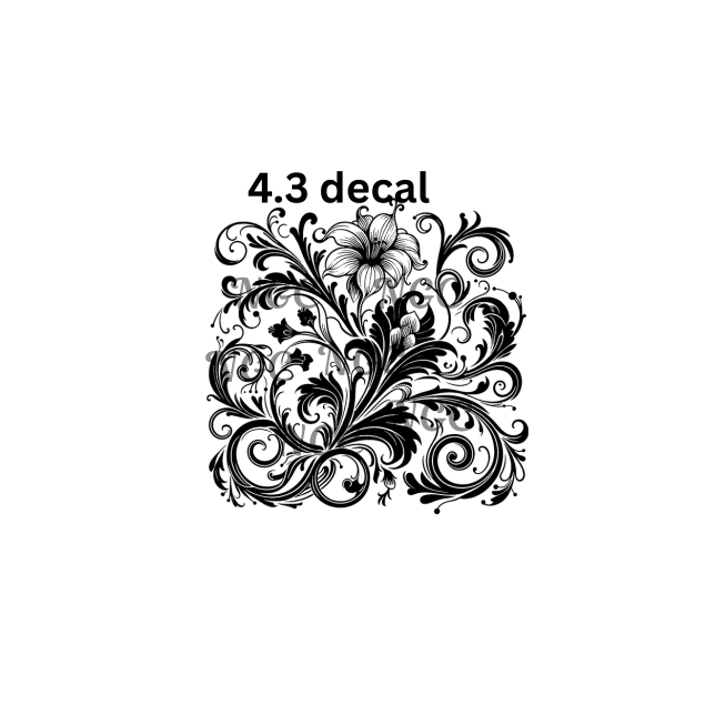 decal black scroll filigree with flower