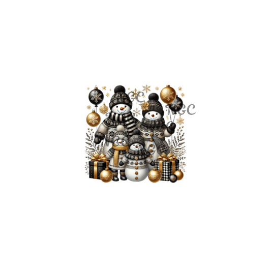 decal black gold snowman christmas10