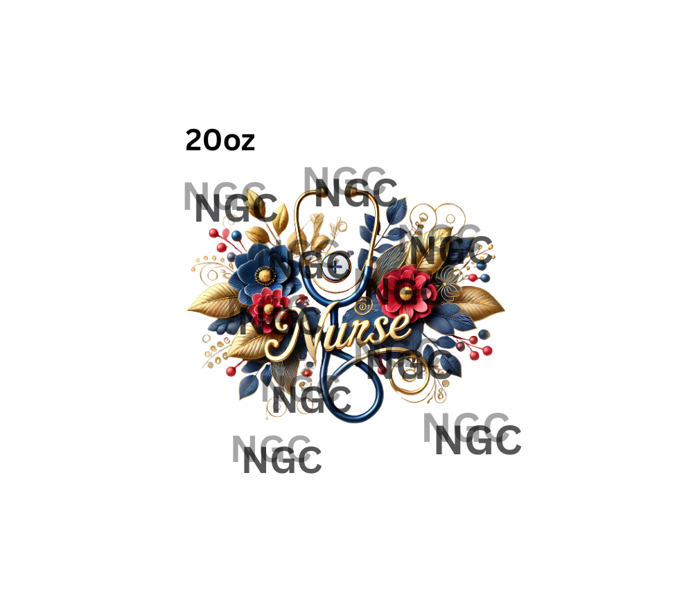 20oz blue red floral nurse