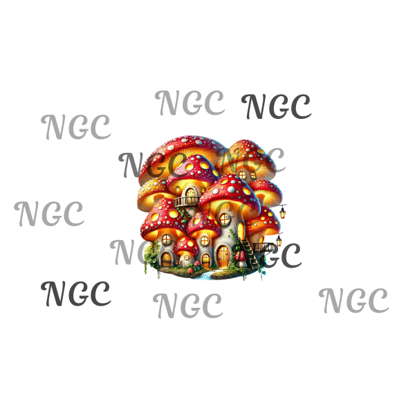 single decal red mushroom house