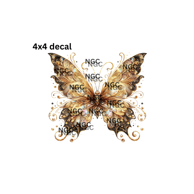 decal gold & chocolate gem butterfly