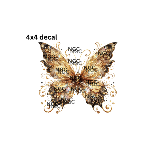 decal gold & chocolate gem butterfly