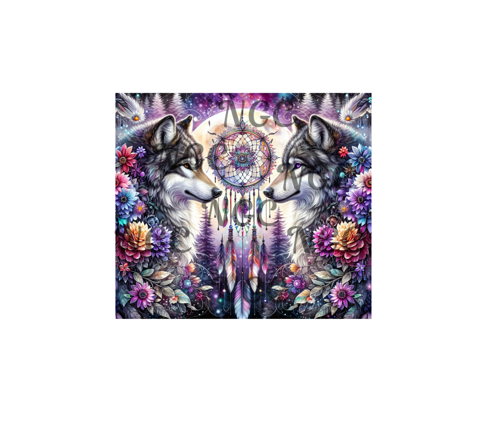 20oz wrap purple wolf dreamcatcher