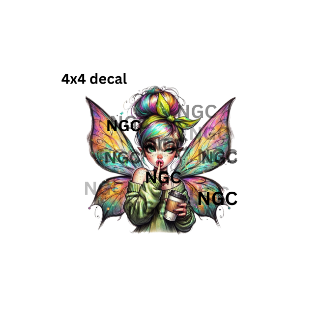 decal tinkerbell with coffee