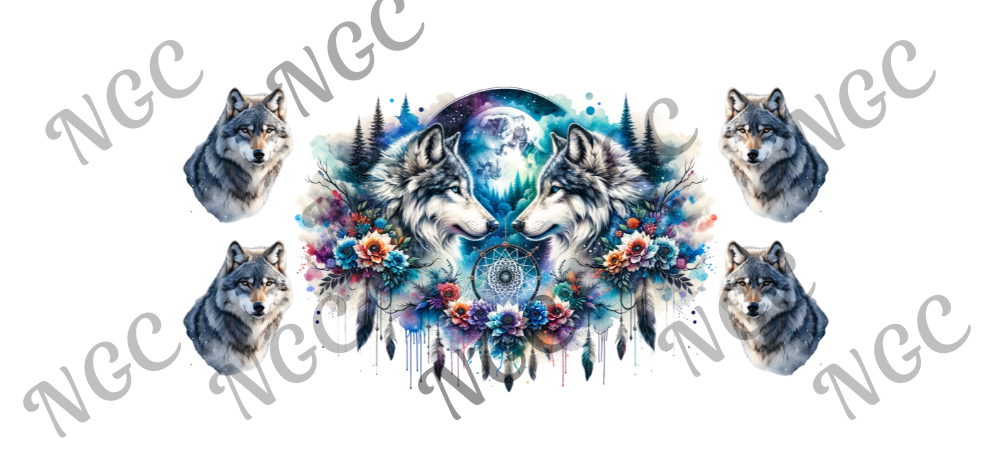 16oz wrap blue wolf dreamcatcher