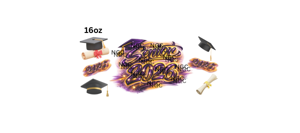 16oz senior 2026 purple and yellow